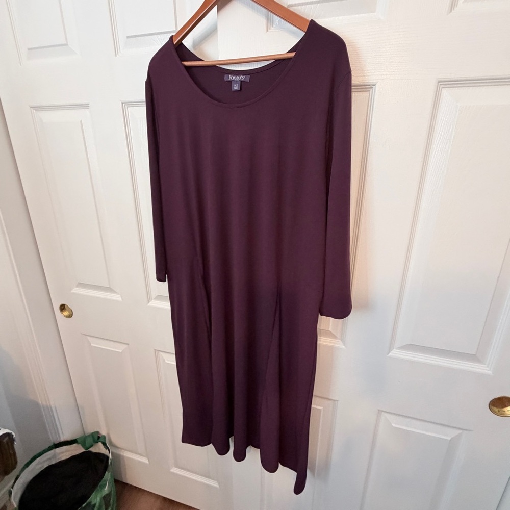 Dark Plum Long Sleeve Dress, Cardigan and Scarf. Plus size 2x - Picture 4 of 7
